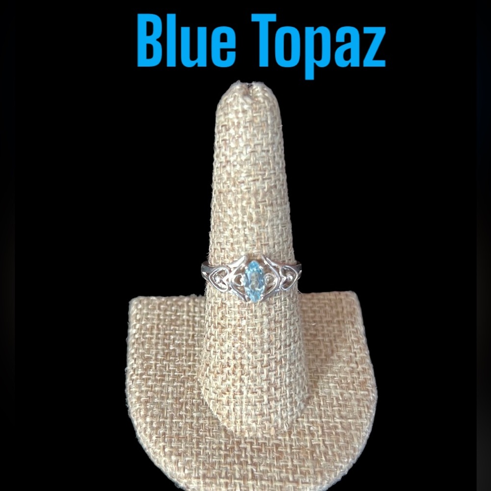 Blue topaz heart marquis ring